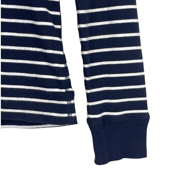 LAUREN JEANS CO. NAVY BLUE STRIPED V-NECK LONG SLEEVE TOP - Picture 4 of 7